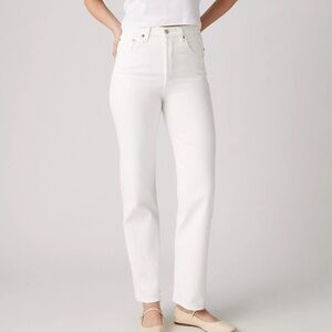 Levi's White Straight Leg Jeans High-Waisted